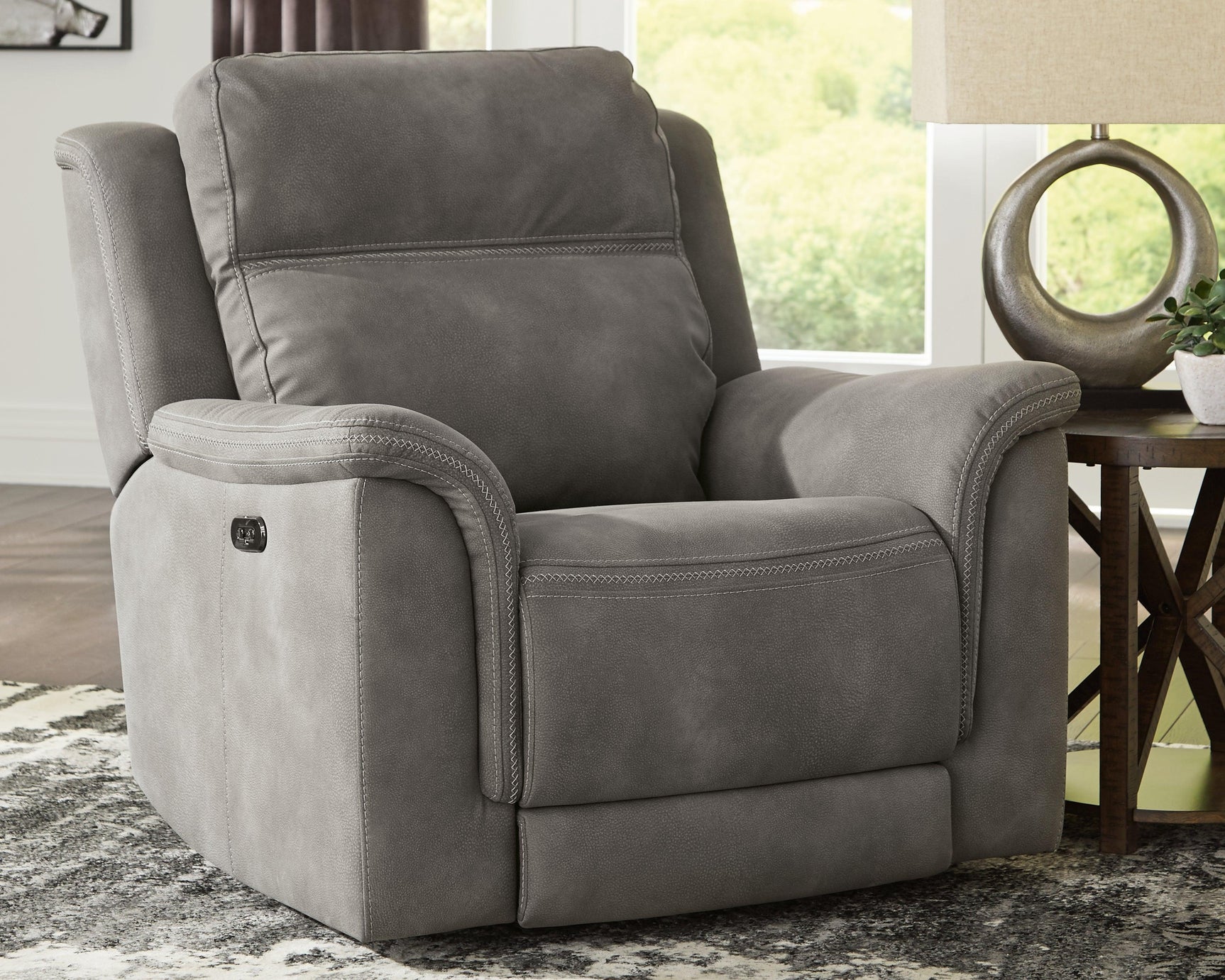 Next-gen Durapella Slate Microfiber Power Recliner - Ella Furniture