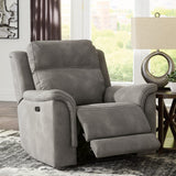 Next-gen Durapella Slate Microfiber Power Recliner - Ella Furniture