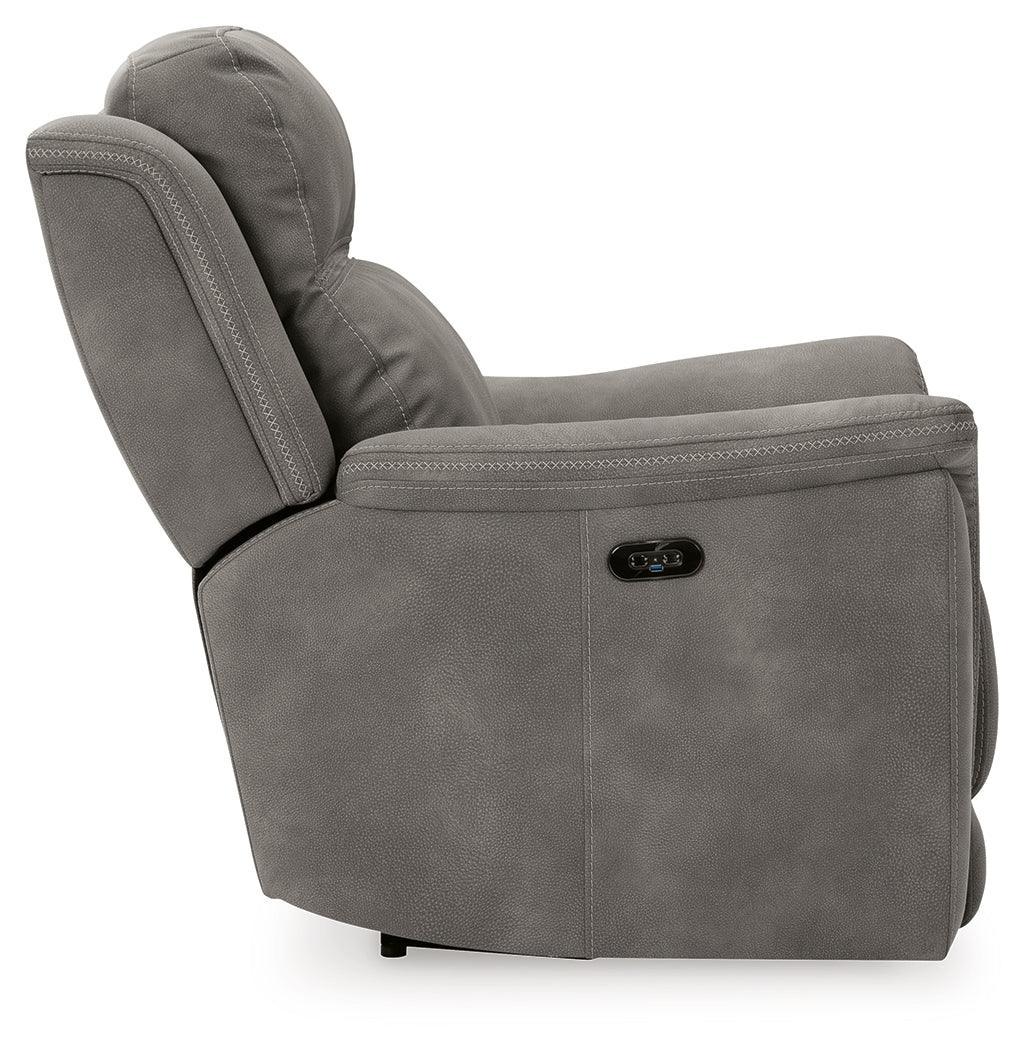 Next-gen Durapella Slate Microfiber Power Recliner - Ella Furniture