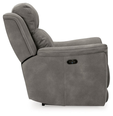 Next-gen Durapella Slate Microfiber Power Recliner - Ella Furniture