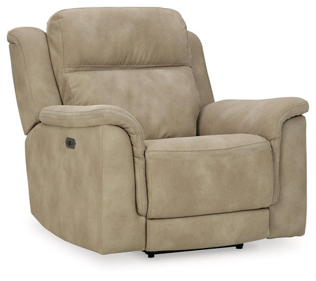 Next-gen Durapella Sand Microfiber Power Recliner - Ella Furniture