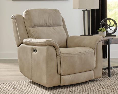 Next-gen Durapella Sand Microfiber Power Recliner - Ella Furniture