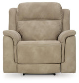 Next-gen Durapella Sand Microfiber Power Recliner - Ella Furniture