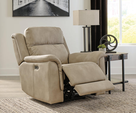 Next-gen Durapella Sand Microfiber Power Recliner - Ella Furniture