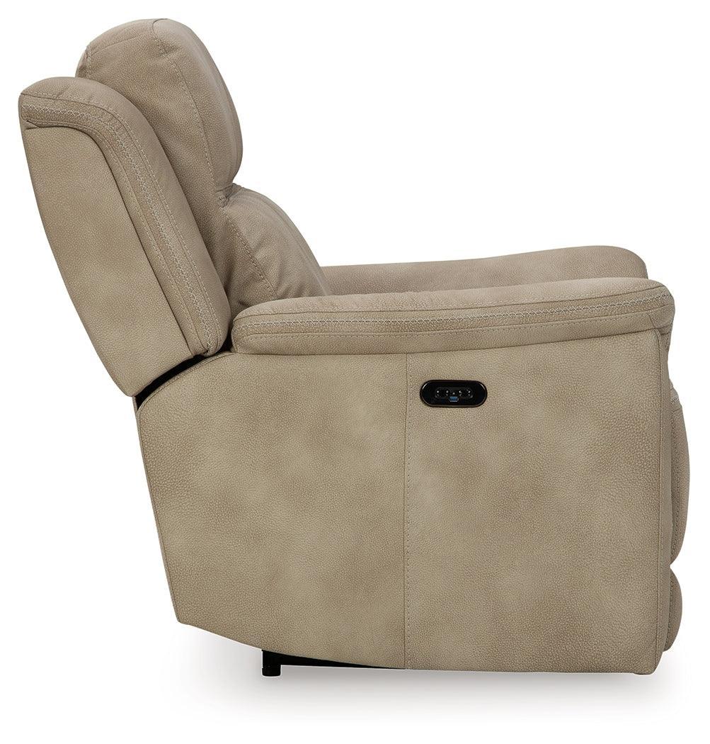 Next-gen Durapella Sand Microfiber Power Recliner - Ella Furniture
