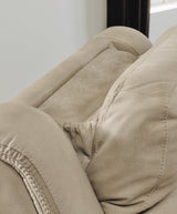 Next-gen Durapella Sand Microfiber Power Recliner - Ella Furniture