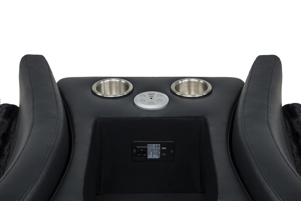 Madden Faux Leather Bluetooth Audio Console with Power Outlet Black — product image 9