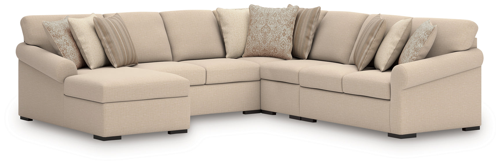 LadyMae Twill Performance Fabric,Next-Gen Nuvella™ 5-Piece Sectional with Chaise