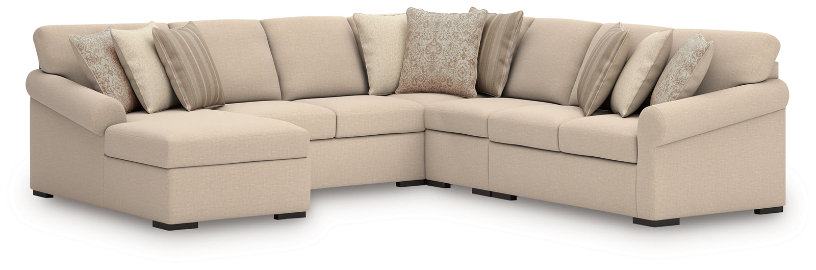 LadyMae Twill Performance Fabric,Next-Gen Nuvella™ 5-Piece Sectional with Chaise