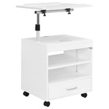 Lerma 1-Drawer Adjustable Tray Top Nightstand with Speaker White High Gloss — product view