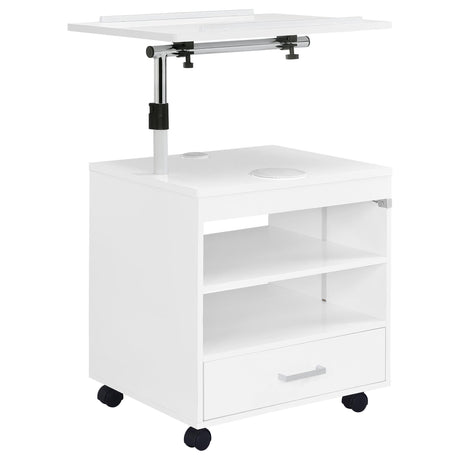 Lerma 1-Drawer Adjustable Tray Top Nightstand with Speaker White High Gloss — product view