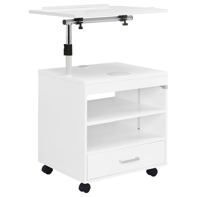 Lerma 1-Drawer Adjustable Tray Top Nightstand with Speaker White High Gloss — product view
