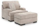 High Taupe Profile Chair and Ottoman