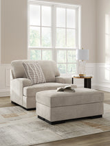 High Taupe Profile Chair and Ottoman