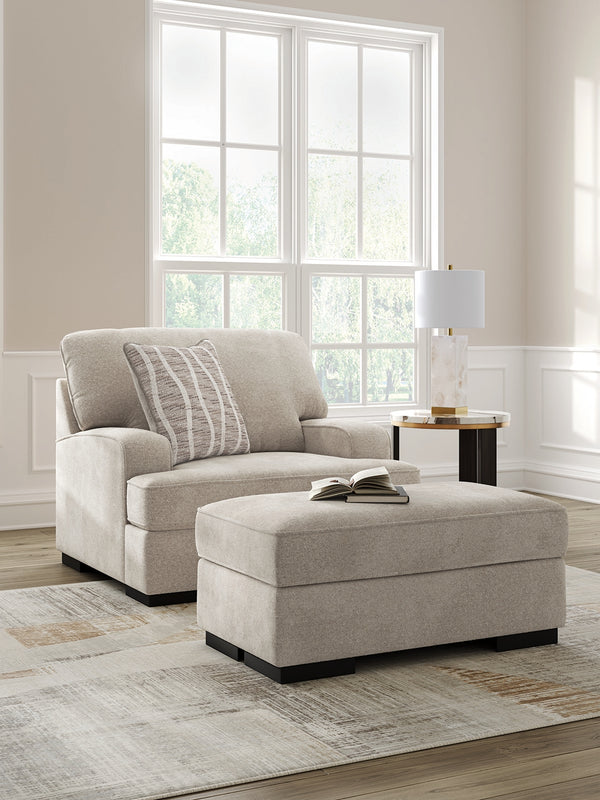 High Taupe Profile Chair and Ottoman
