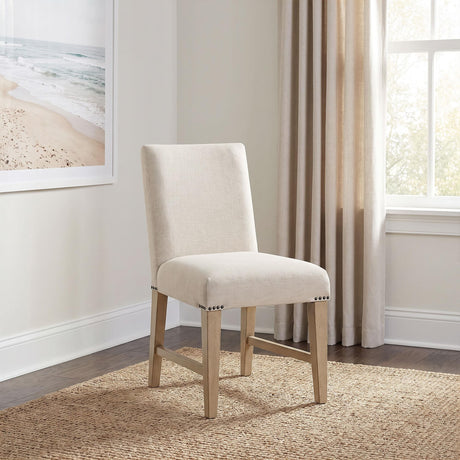 Naser Parsons Side Chair Set of 2 in Beige and Light Oak — product image 3