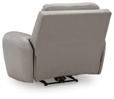 Real Moments Ash Leather Power Recliner with Audio Seating — back view