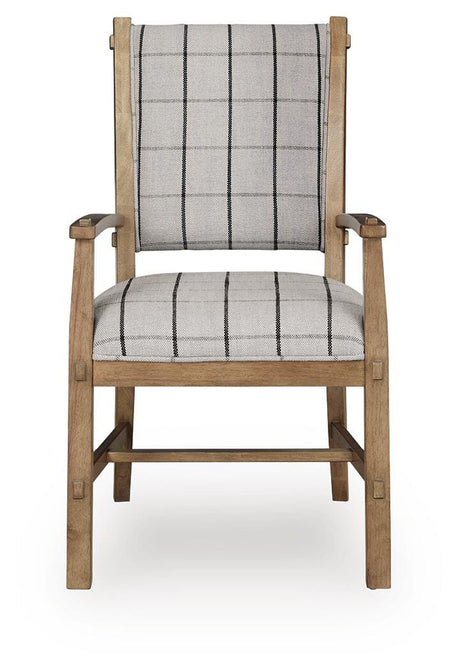 Ridgester Light Brown Next-Gen Nuvella™ Dining Arm Chair — front view