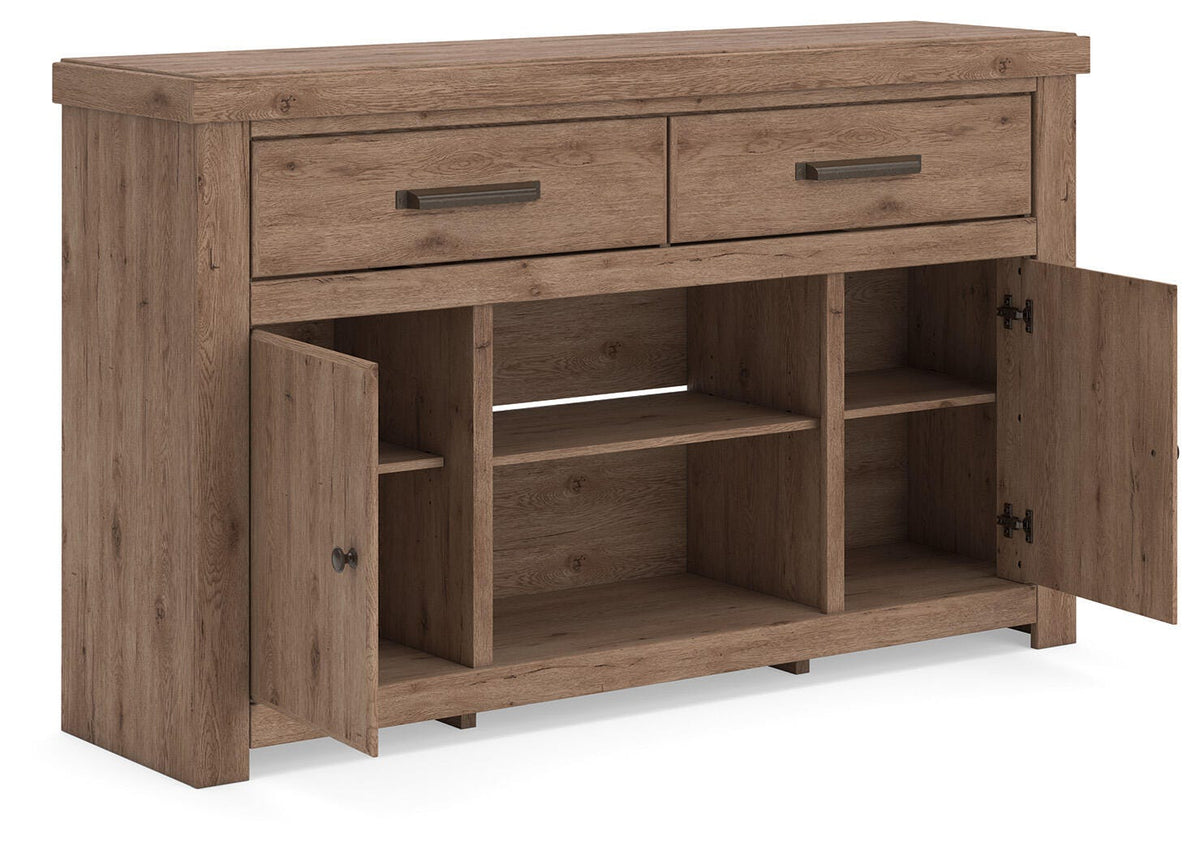 Garistyn Brown 62" TV Stand — angled view