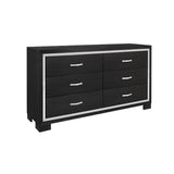 Bellante Black Modern Contemporary Solid Wood And Veneers Bookcase Storage LED Bedroom Set - Ella Furniture