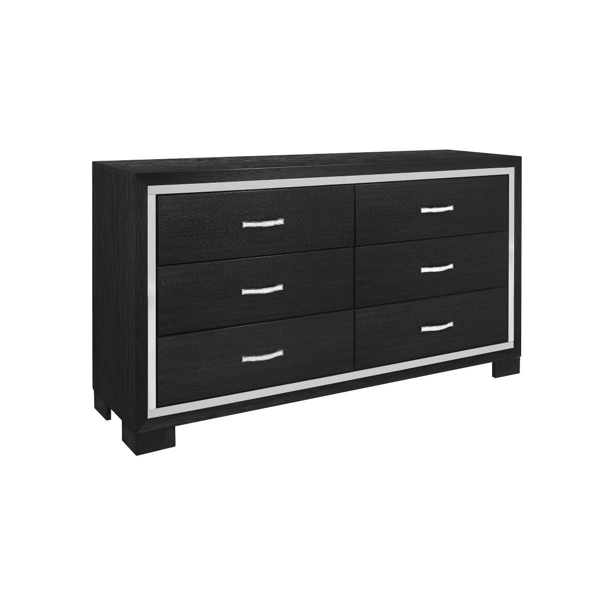 Bellante Black Modern Contemporary Solid Wood And Veneers Bookcase Storage LED Bedroom Set - Ella Furniture