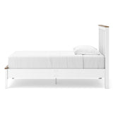 Kerisden White/Brown Twin Panel Complete Bed Frame — side view