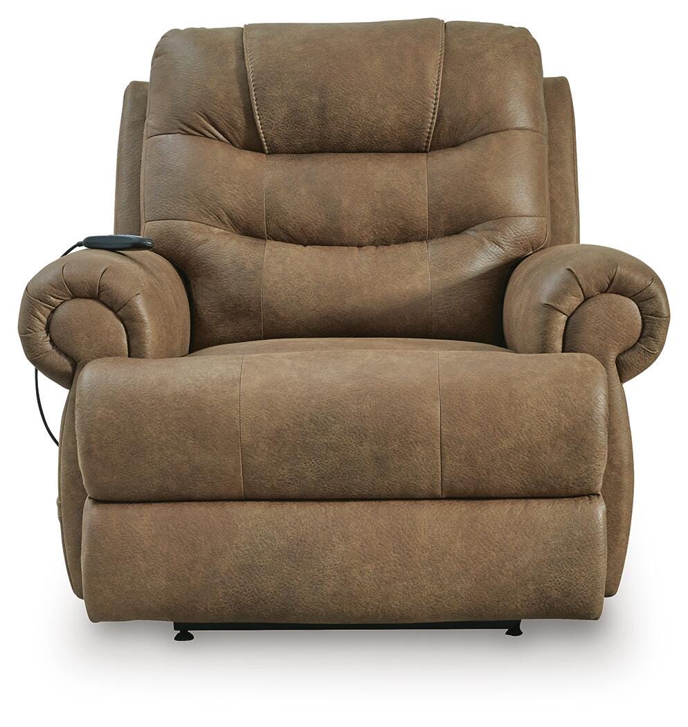 Revived and Restored Earth Faux Leather Power Lift Recliner — front view