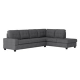 Dark Gray Traditional Modern Solid Wood And Plywood Fabric Upholstered Tufted Sectional - Ella Furniture