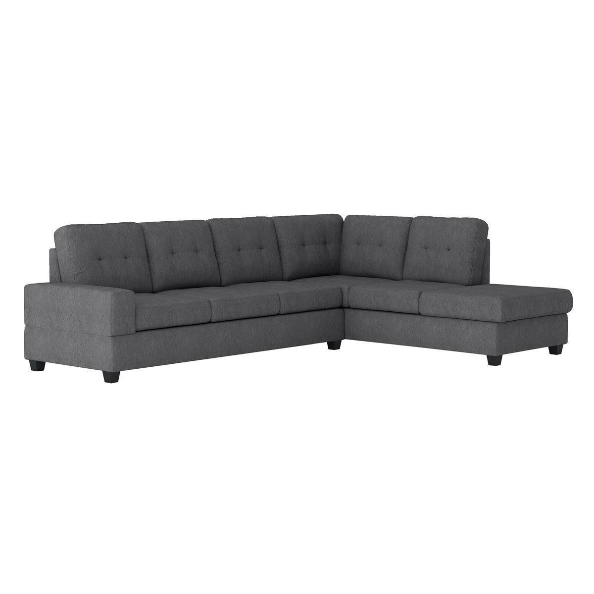Dark Gray Traditional Modern Solid Wood And Plywood Fabric Upholstered Tufted Sectional - Ella Furniture