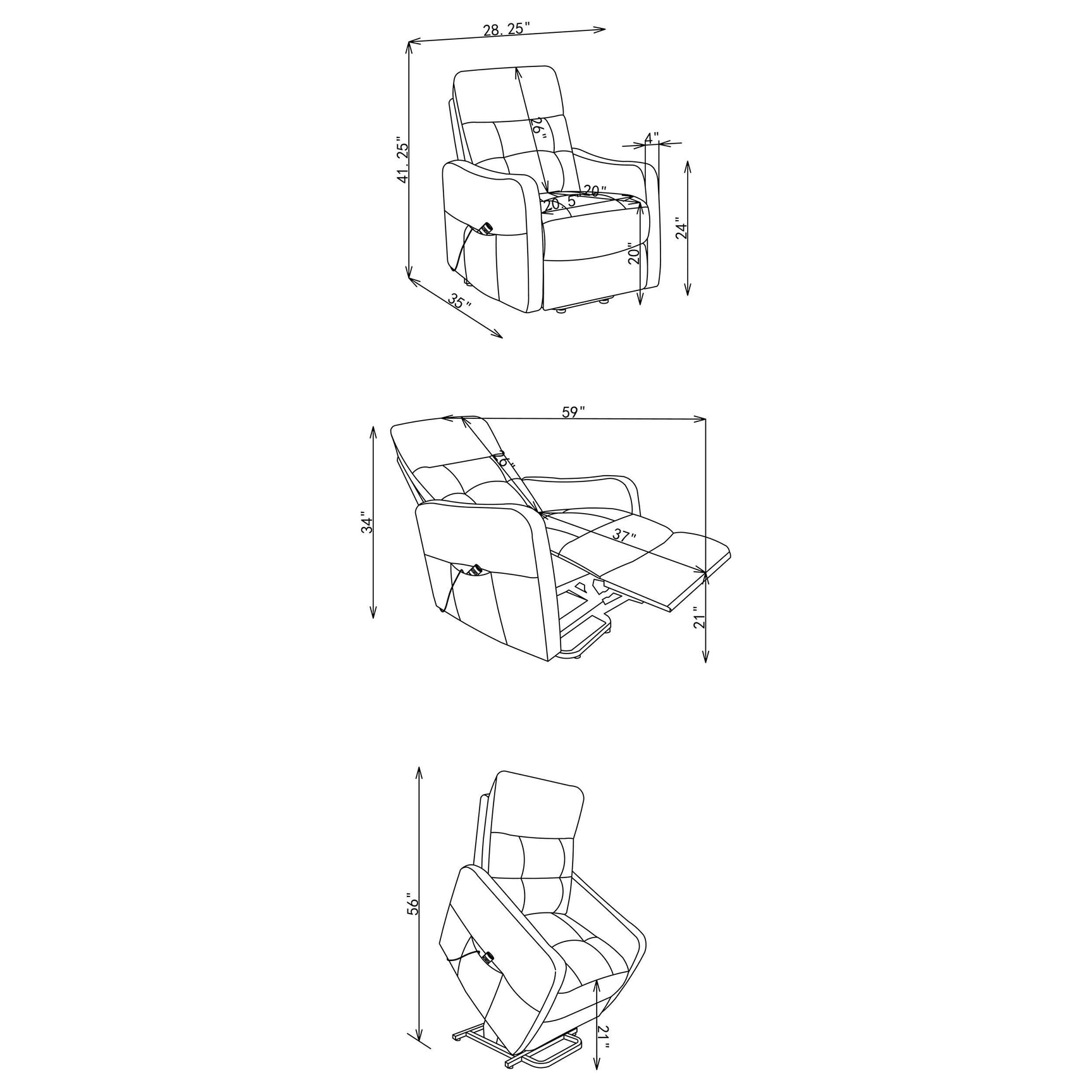 Dayes Upholstered Power Lift Recliner Chair Light Grey
