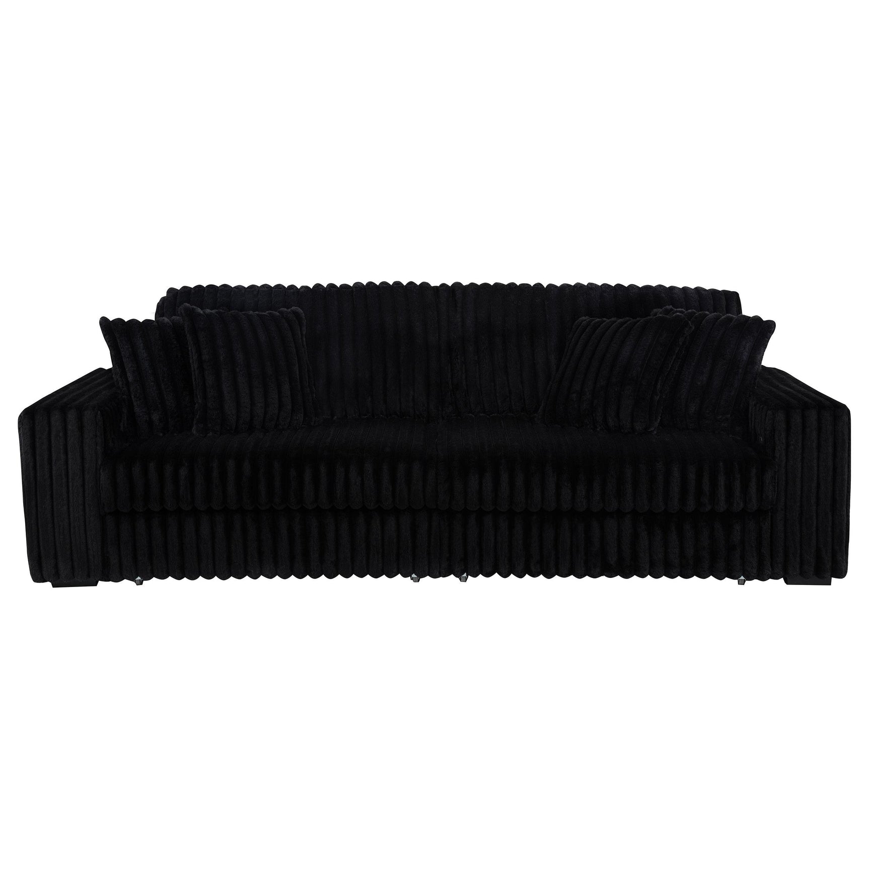 Jacana Corduroy Upholstered Dual Power Chaise Sofa Black