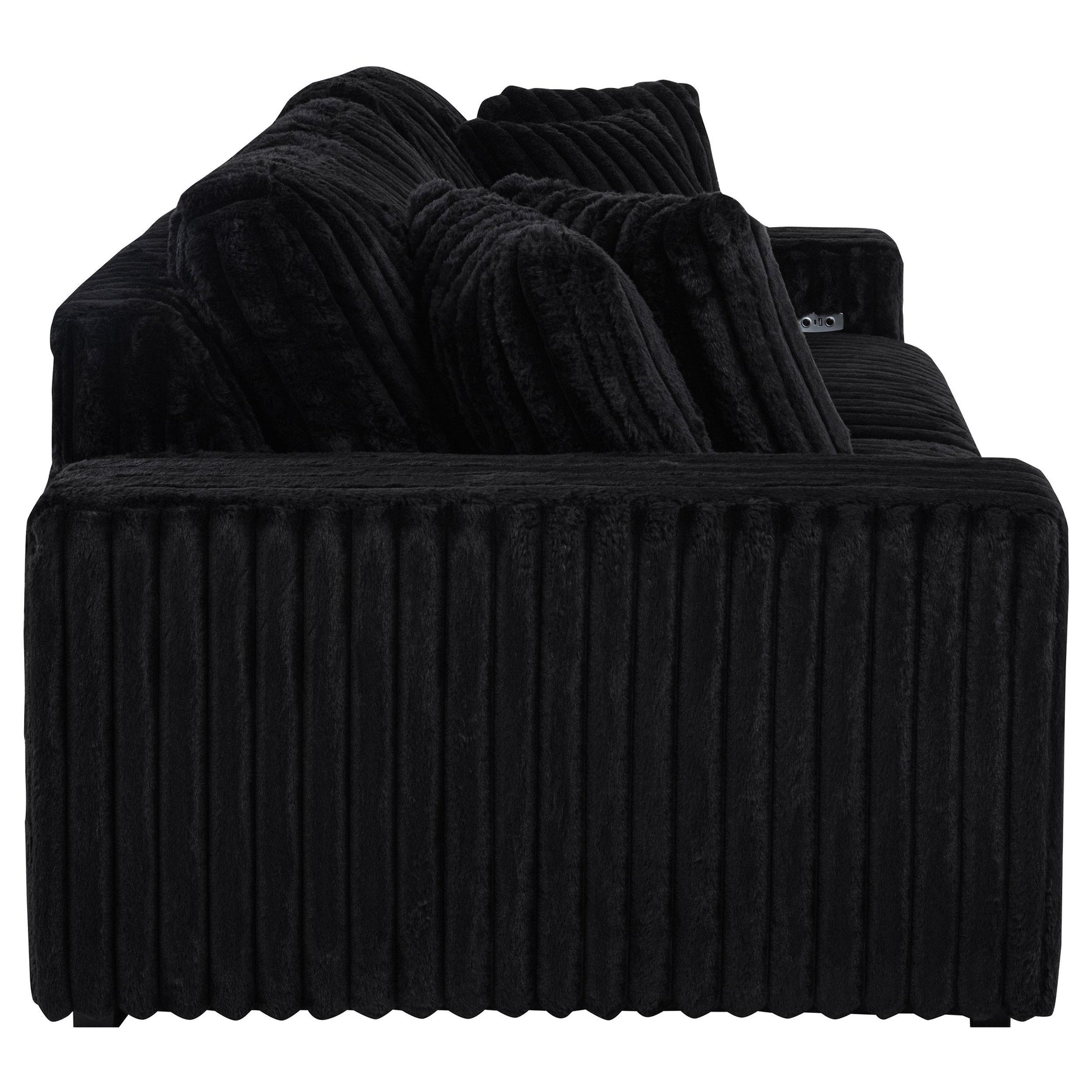 Jacana Corduroy Upholstered Dual Power Chaise Sofa Black