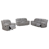 Grimm Gray Reclining Sofa Loveseat Recliner