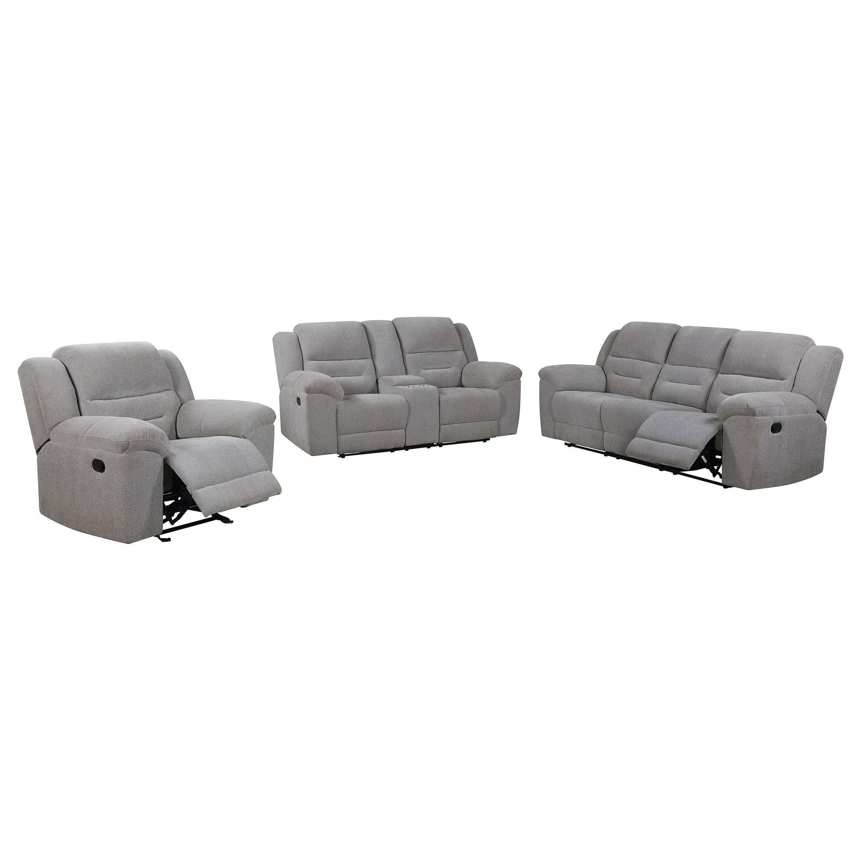 Grimm Gray Reclining Sofa Loveseat Recliner