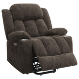Houston Upholstered Power Lift Recliner Chair Dark Brown 603233P