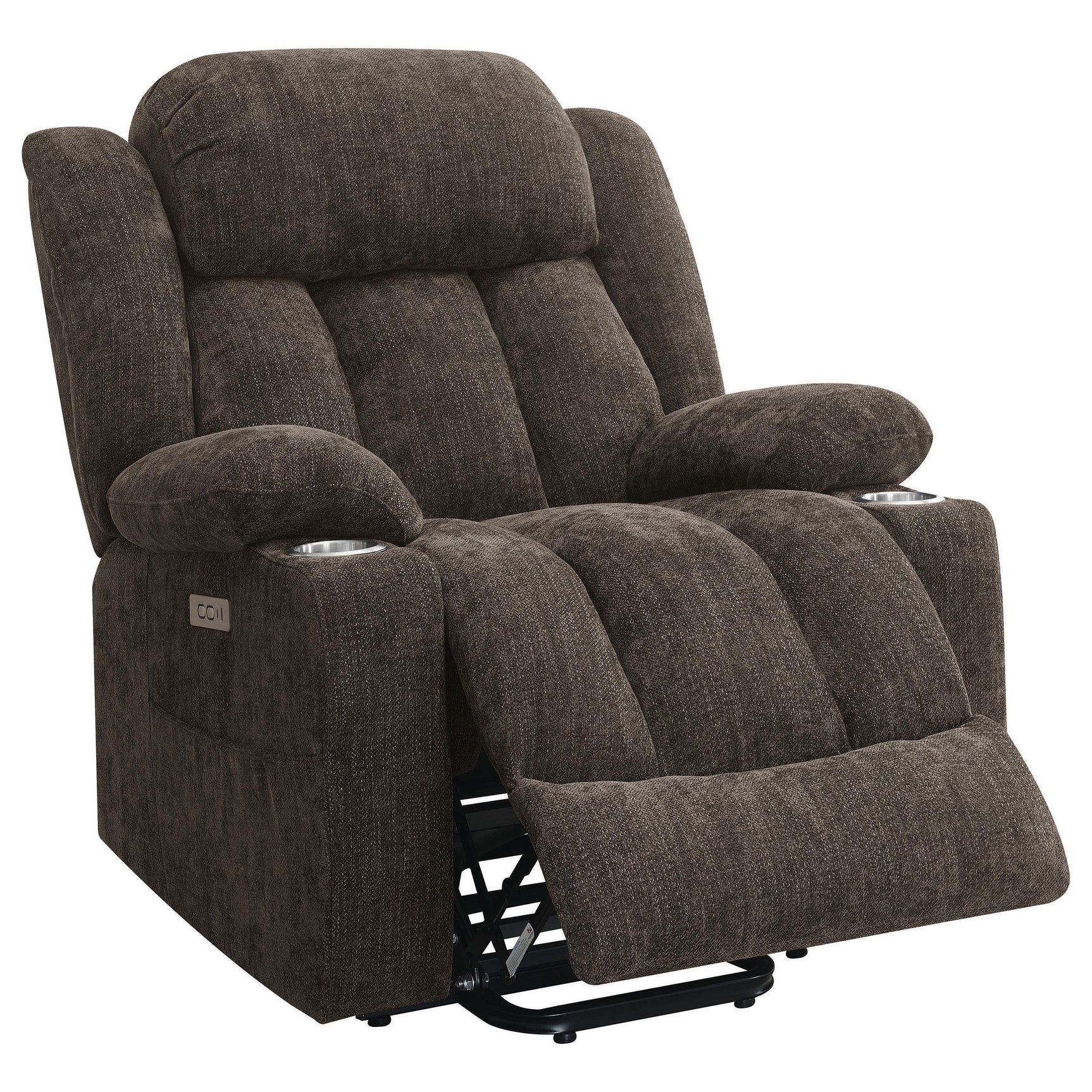 Houston Upholstered Power Lift Recliner Chair Dark Brown 603233P