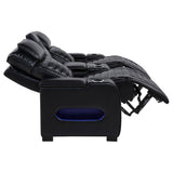 Zuma Faux Leather Dual Power Reclining LED Loveseat Black