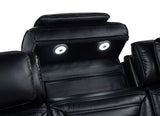 Zuma Faux Leather Dual Power Reclining LED Loveseat Black