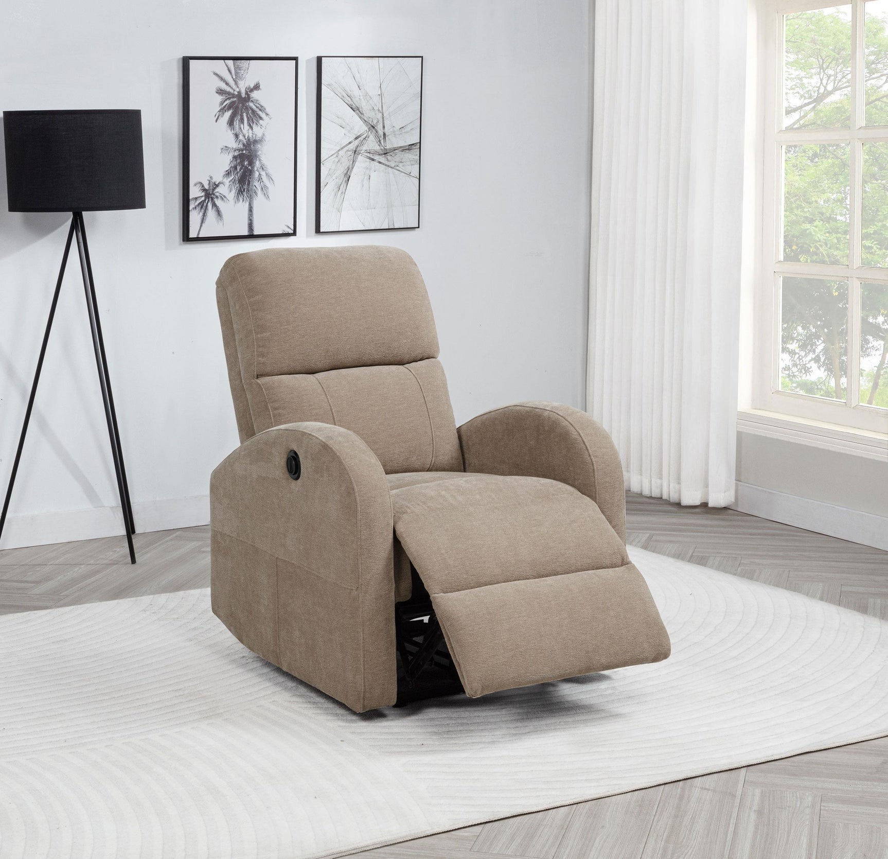 Grant Fabric Upholstered Power Recliner Chair Camel