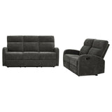 Hamilton 2-piece Chenille Manual Reclining Sofa Set Charcoal Grey