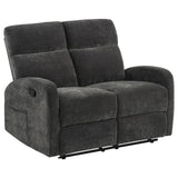 Hamilton 2-piece Chenille Manual Reclining Sofa Set Charcoal Grey