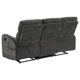 Hamilton 3-piece Chenille Manual Reclining Sofa Set Charcoal Grey
