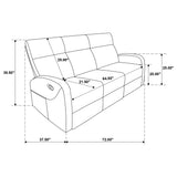 Hamilton 3-piece Chenille Manual Reclining Sofa Set Charcoal Grey
