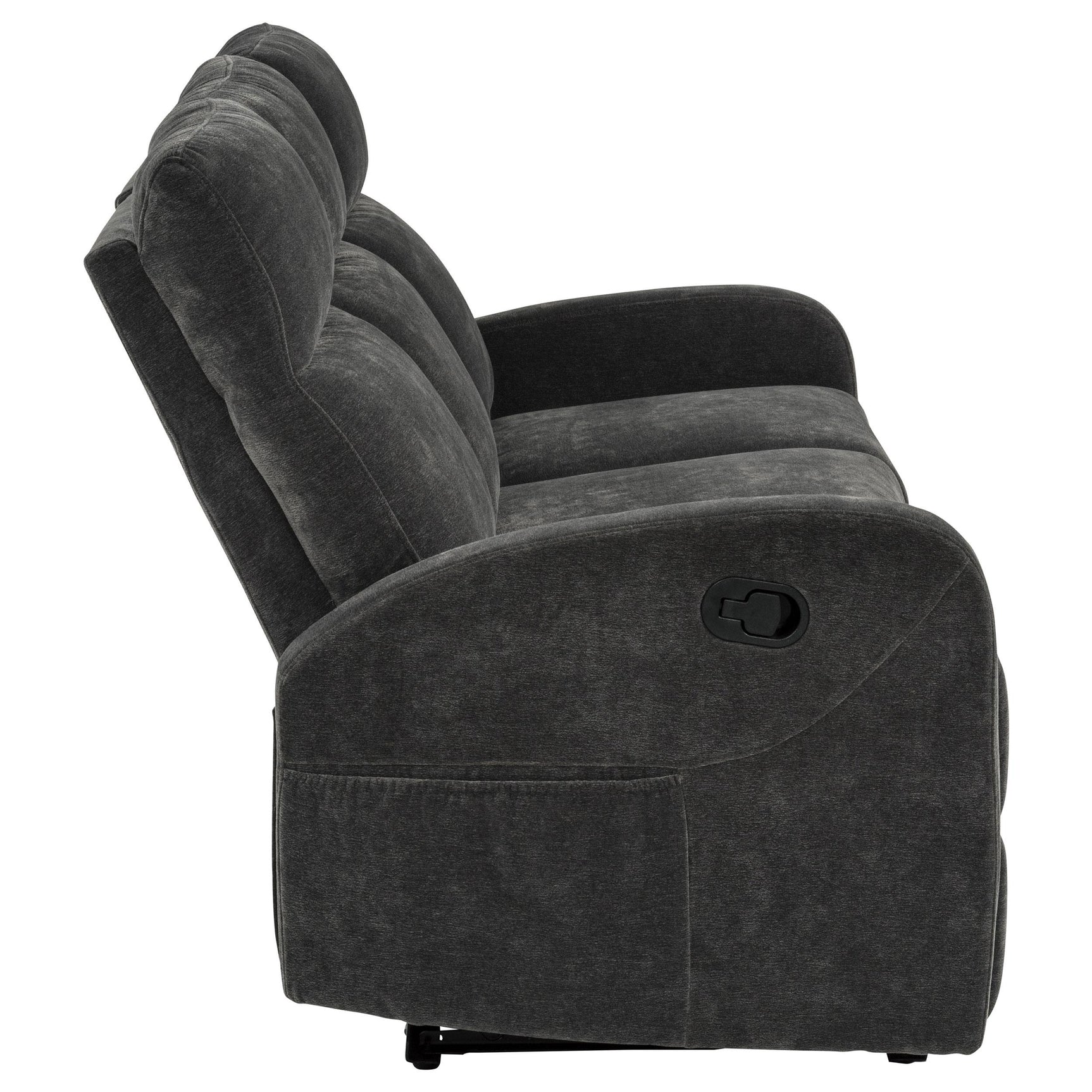 Hamilton Chenille Upholstered Manual Reclining Sofa Charcoal Grey