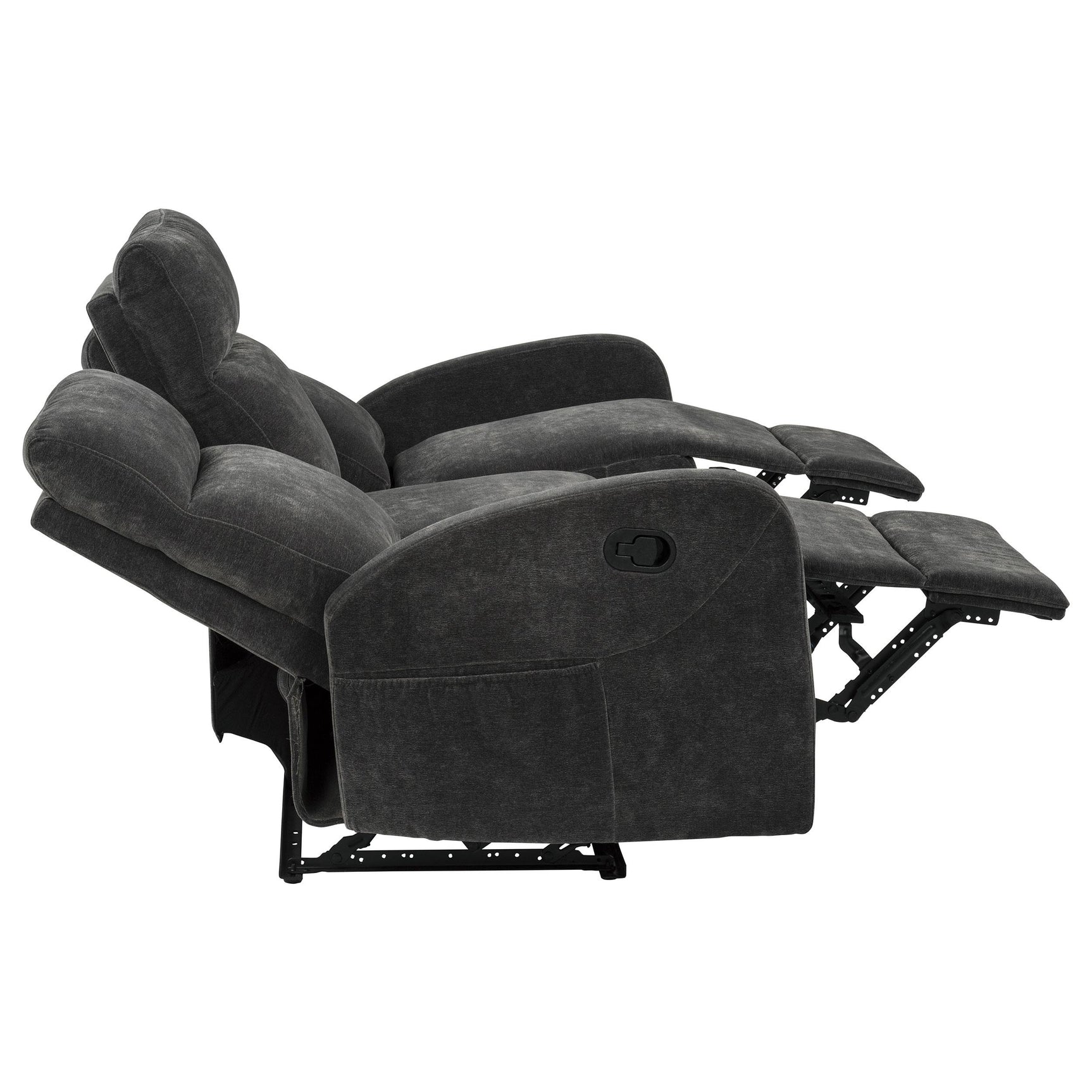 Hamilton Chenille Upholstered Manual Reclining Sofa Charcoal Grey