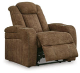Wolfridge Brindle Faux Leather Power Recliner - Ella Furniture