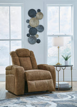 Wolfridge Brindle Faux Leather Power Recliner - Ella Furniture