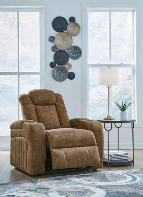 Wolfridge Brindle Faux Leather Power Recliner - Ella Furniture
