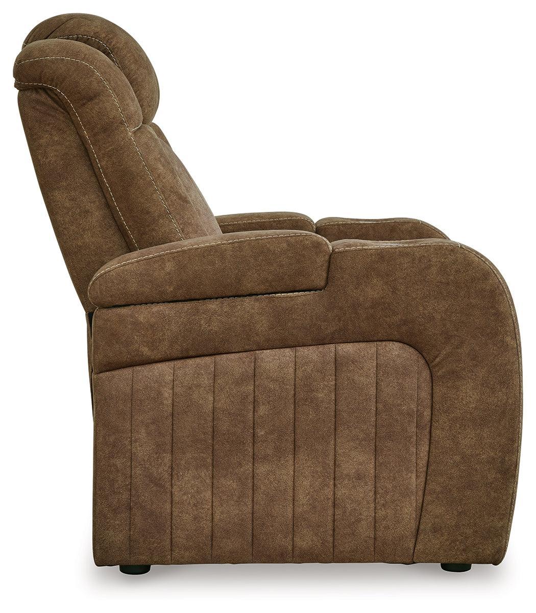 Wolfridge Brindle Faux Leather Power Recliner - Ella Furniture