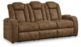 Wolfridge Brindle Faux Leather Power Reclining Sofa - Ella Furniture